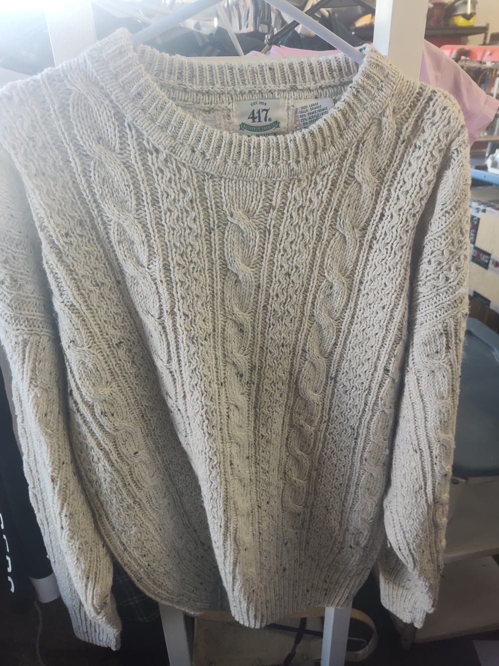 Van Heusen Cream Cable Knit Crewneck Sweater